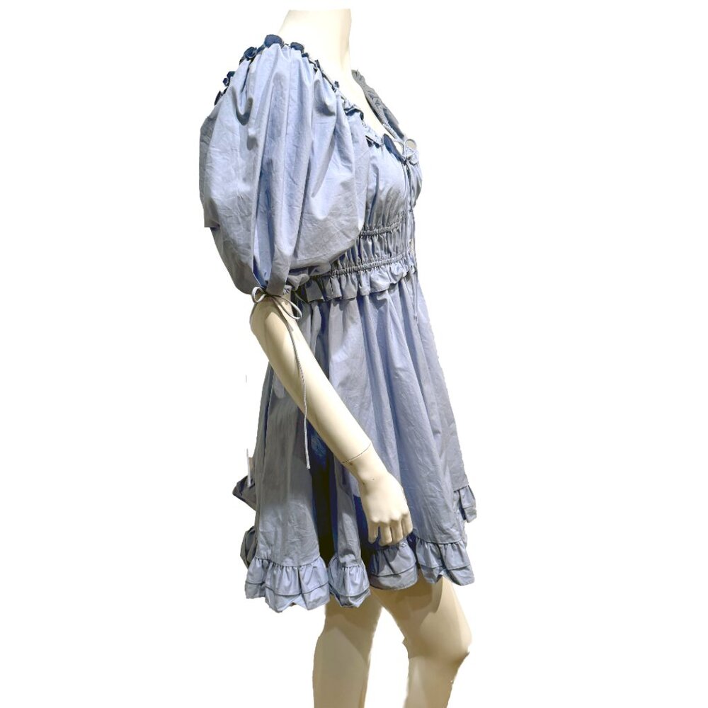 NWT En Saison Danielle Puff Sleeve Mini Dress White Smocked Cotton Size Small - Picture 8 of 9